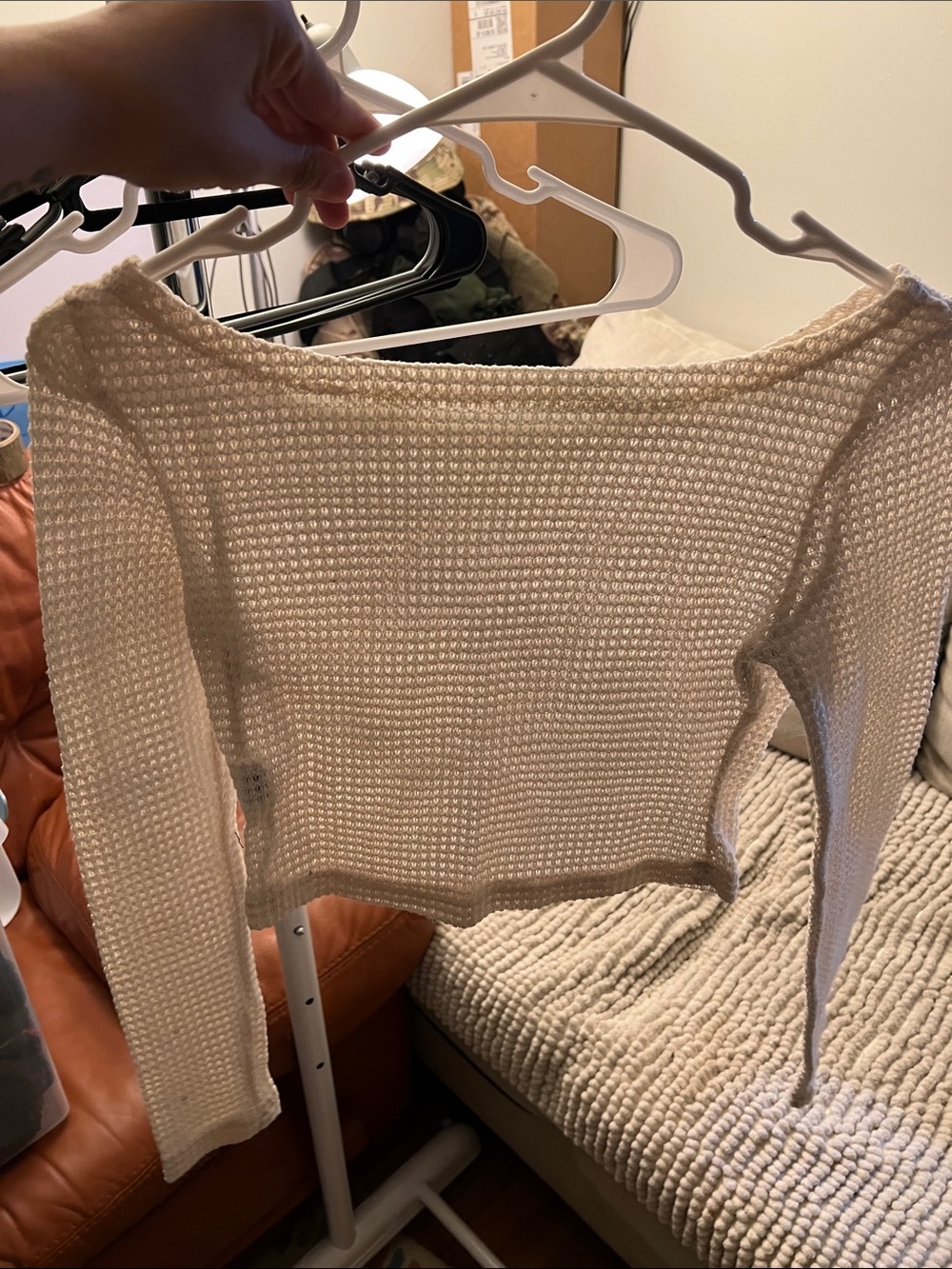 SHEIN Cream Off-the-Shoulder Knit Sweater
